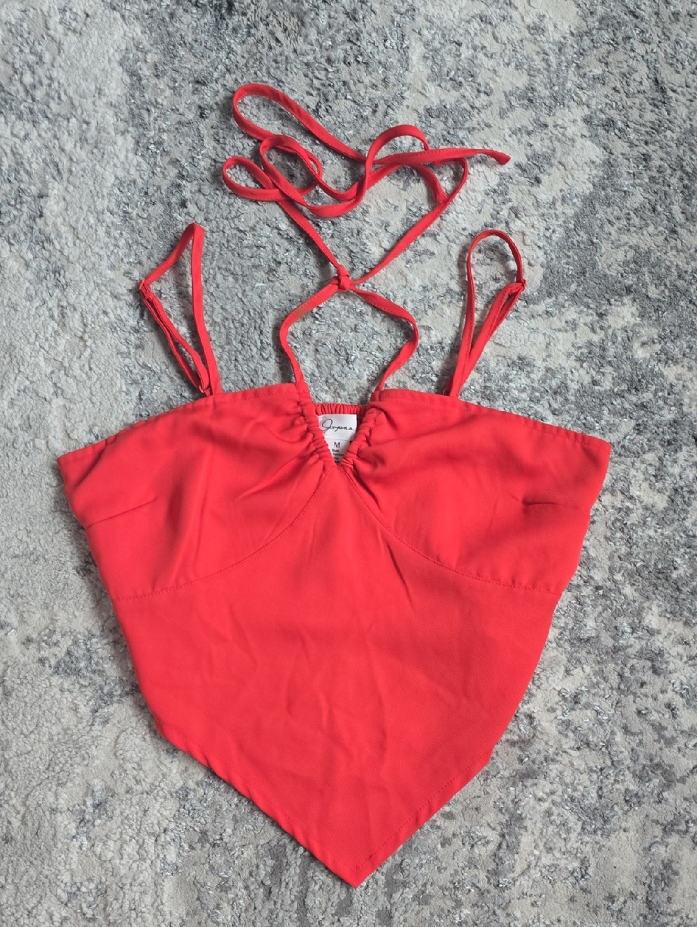 Japna Bright Red Handkerchief-Hem Halter Camisole
